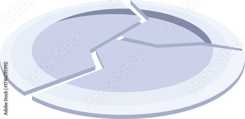 Shattered plate symbolizing a broken situation, failure, or disappointment, conveying concepts of loss and fragility