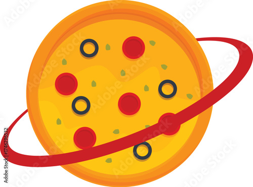 Delicious pizza planet rotating in space, representing the universal love for this food