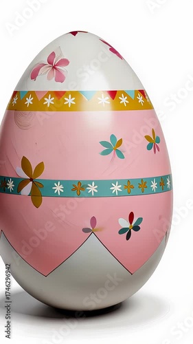 Colorful Decorative Egg with Pastel Floral Patterns and Geometric Designs Captured in Two Distinct Frames Highlighting Artistic Craftsmanship