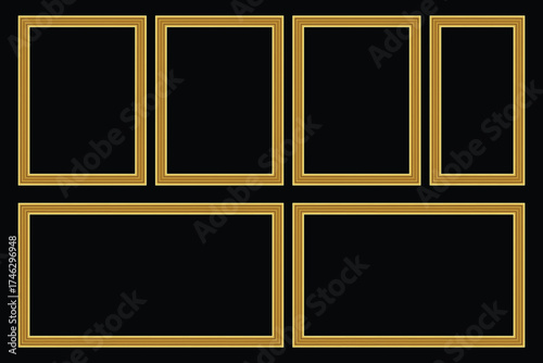 Elegant Black Background with Gold Photo Frames