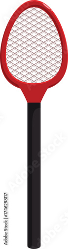 Studio shot of a red electric fly swatter, representing pest control and summer nuisance