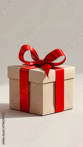 A Simple Gift Box Tied With a Red Ribbon.