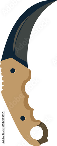 Karambit knife featuring an ergonomic handle and a curved blade, ideal for self defense or tactical situations
