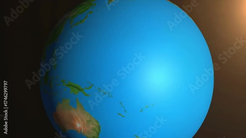 Planet Earth Slowly Rotating in the Darkness of Space.