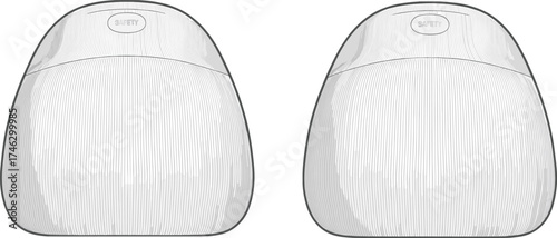 Vector illustration of modern car seat covers with safety label, detailed front view design for vehicle interior protection and comfort