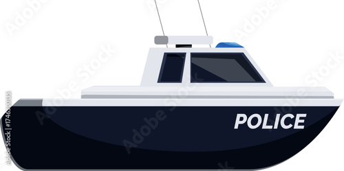 Police patrol boat securing maritime borders, conducting surveillance, and ensuring safety in coastal waters