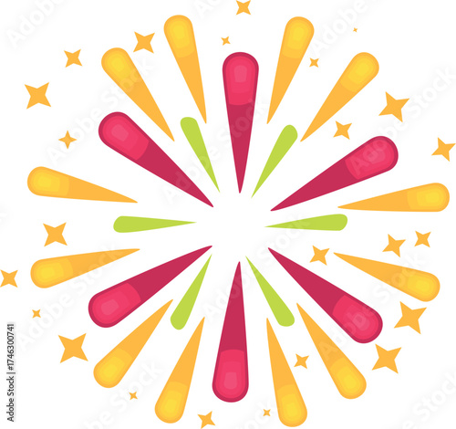 Vibrant fireworks exploding against a white background, creating a festive atmosphere