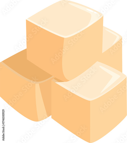 Four tofu cubes stacked forming a pyramid, promoting healthy eating and vegetarianism