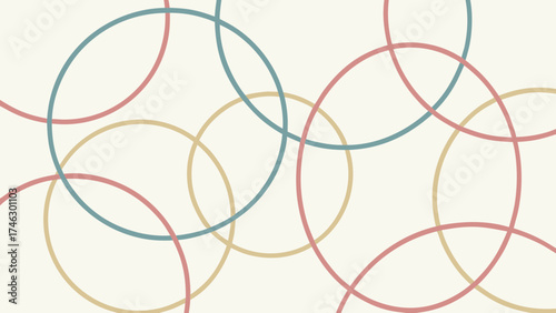 Overlapping colorful circles create a visually appealing abstract pattern against a neutral background.