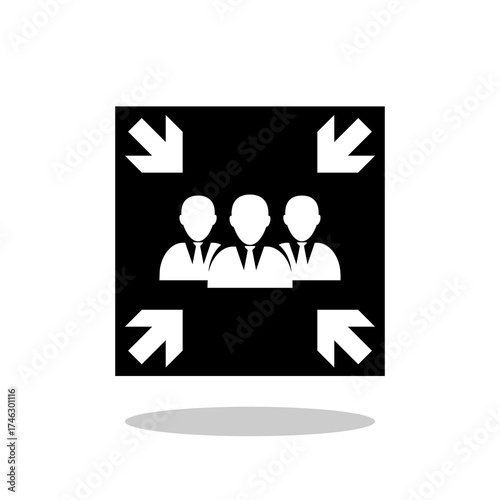 Emergency assembly point sign with shadow
