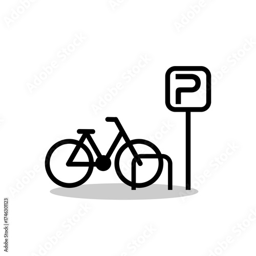 Bicycle Parking simple icon with shadow