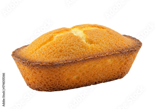 Golden pound cake isolated on transparent background, delicious baked dessert for teatime and sweet treat concepts