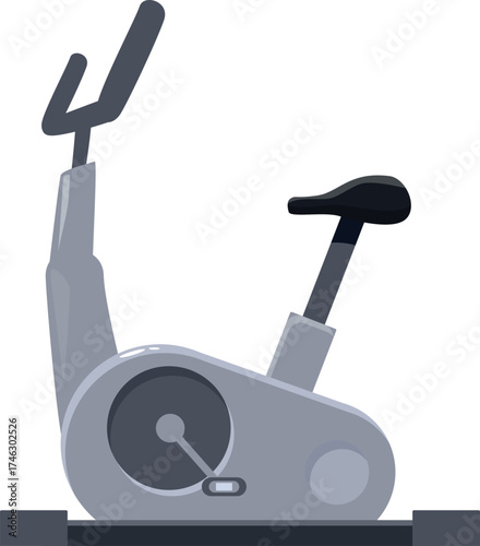 Gray stationary bike representing fitness, healthy lifestyle, and workout routines