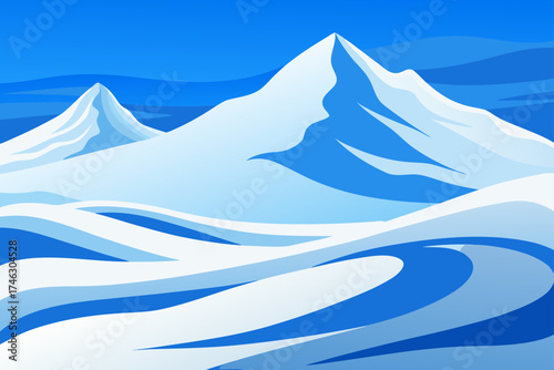 Snowy mountains and hills in winter scene on transparent background silhouette