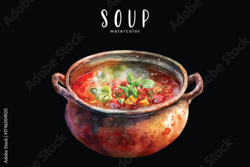 Tomato Soup in a Bowl Watercolor Food Illustration Comfort Food Clipart Perfect for recipe books, restaurant menus, food packaging