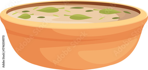 Creamy yogurt based kadhi garnished with fresh herbs in a traditional clay bowl, representing authentic indian cuisine