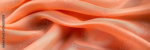Elegant Abstract Orange Fabric with Gentle Wavy Form and Smooth Pearl Transition in Textile Art