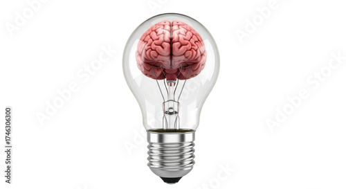 Quadro su tela Isolated idea concept showcasing a brain inside a light bulb, creative thinking