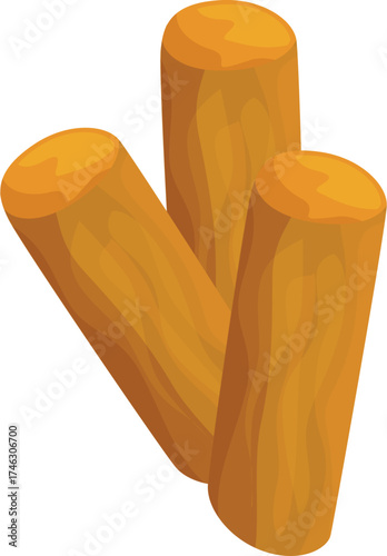 Three turmeric rhizomes arranged to create a visually appealing composition, showcasing the spice's rich color and texture
