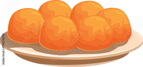Traditional indian sweet dish motichoor ladoo served on a plate, showcasing the rich culinary heritage of india