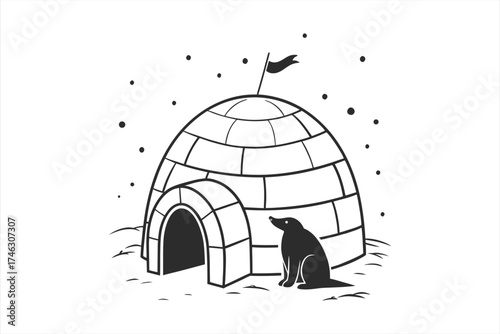 black igloo vector on white background  1