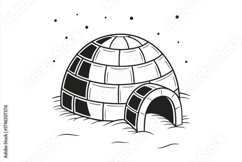 black igloo vector on white background  3