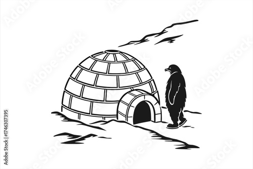 black igloo vector on white background