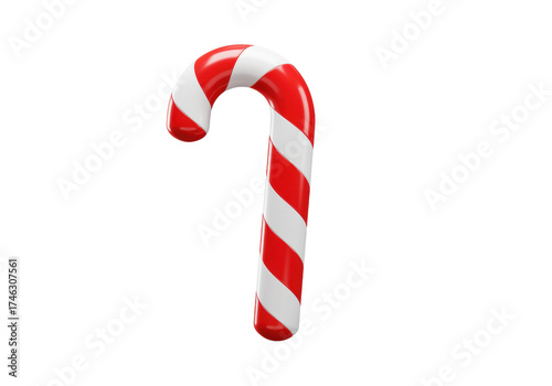 Red and white striped candy cane isolated PNG, Christmas holiday sweet treat for festive season design elements