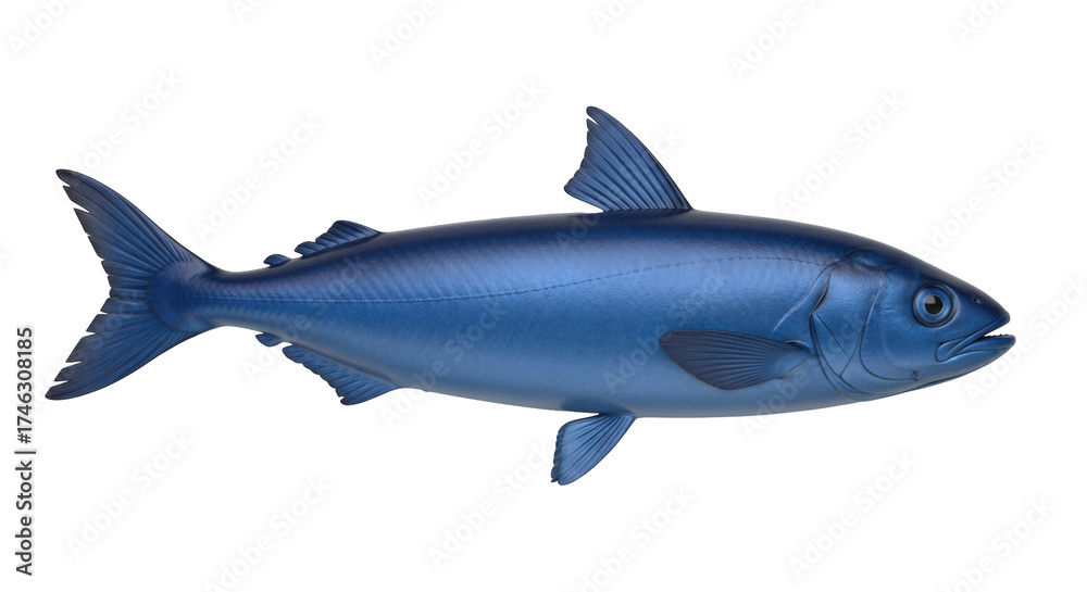 Fototapeta premium Isolated bluefin tuna fish swims horizontally left; a great seafood illustration
