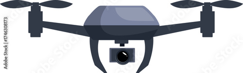 Modern drone hovering, capturing aerial footage with its integrated camera