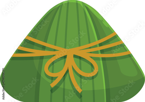 Traditional chinese rice dumpling wrapped in bamboo leaves, tied with a string, ready for the dragon boat festival