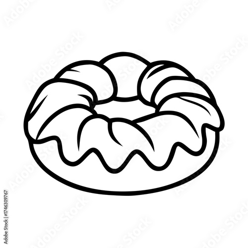 Ross de Reyes cake illustration in simple line art style  for Día de los Reyes  