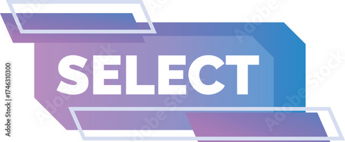 Geometric select button with trendy gradient colors indicating choosing and selecting