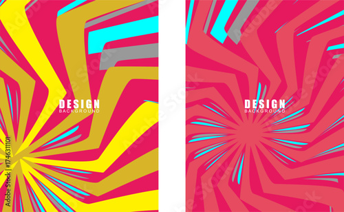 Collection of vintage retro banner backgrounds. Colorful grunge wave wallpaper. Vector illustration. Rotate party background pattern.
