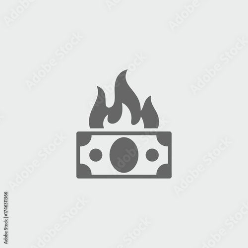 Money bill on fire icon symbolizing financial loss