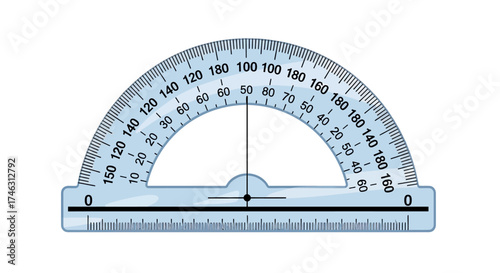 Protractor for measuring angles and drawing geometric shapes.