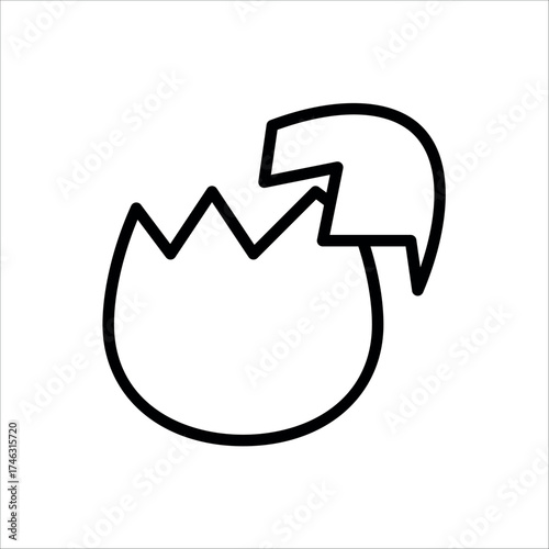 Icon of cracked egg shell outline vector illustration design.