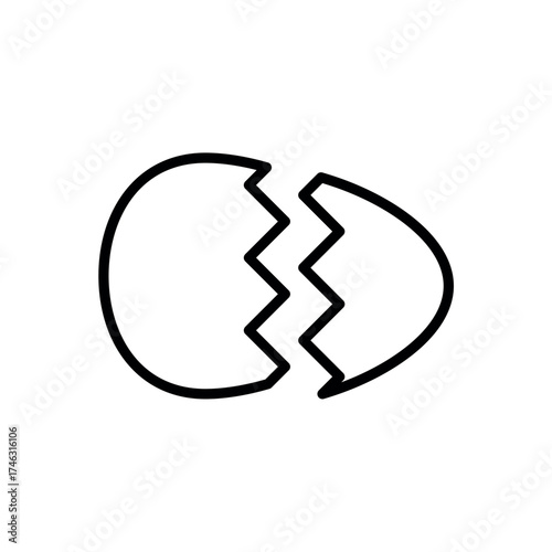 Horizontal cracked egg shell outline icon vector illustration design.