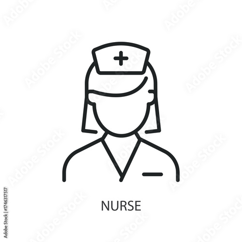 Nurse thin line vector icons.