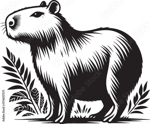 Vector illustration of a black wild bear silhouette, a powerful animal mammal predator design for wildlife drawing