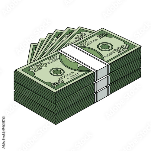 Stack of US Dollar Bills.