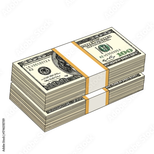 Stack of US Dollar Bills.