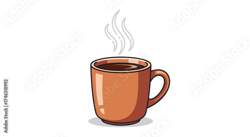 Steaming Hot Coffee Mug Illustration.