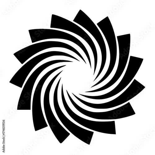 Minimalist abstract spiral design element vector illustration, geometric swirl shape, rotating vortex graphic, black and white art vacter Vacter