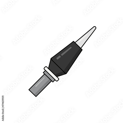 Stylized illustration of a soldering iron tip.