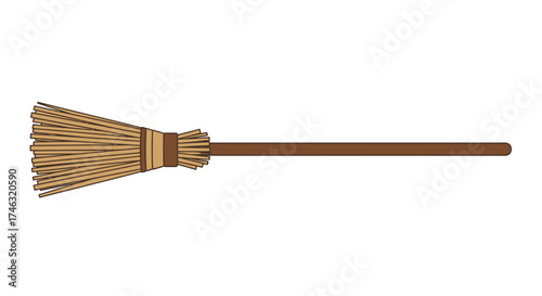 Traditional Broom with Wooden Handle.