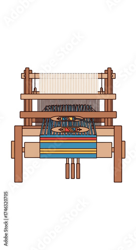Traditional Wooden Loom for Textile Creation.