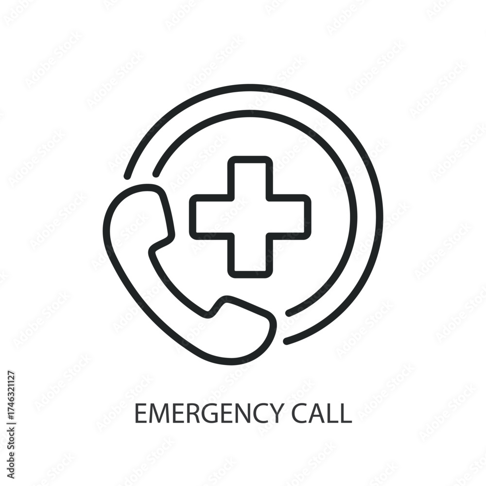 Fototapeta premium Emergency call thin line vector icons.