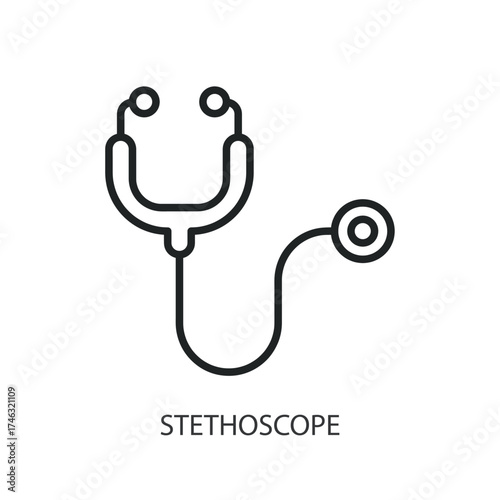 Stethoscope thin line vector icons.