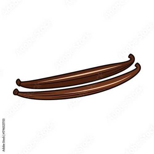 Two Vanilla Beans on a White Background.